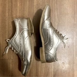 5for$20✨metallic lace up Oxford loafer business casual office holiday rose gold